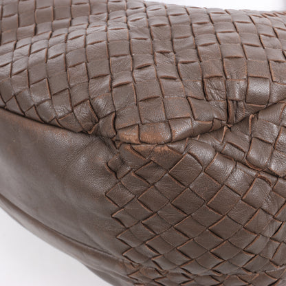 Bottega Veneta Intrecciato Campana Sac à bandoulière en cuir marron
