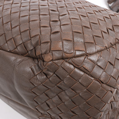 Bottega Veneta Intrecciato Campana Sac à bandoulière en cuir marron