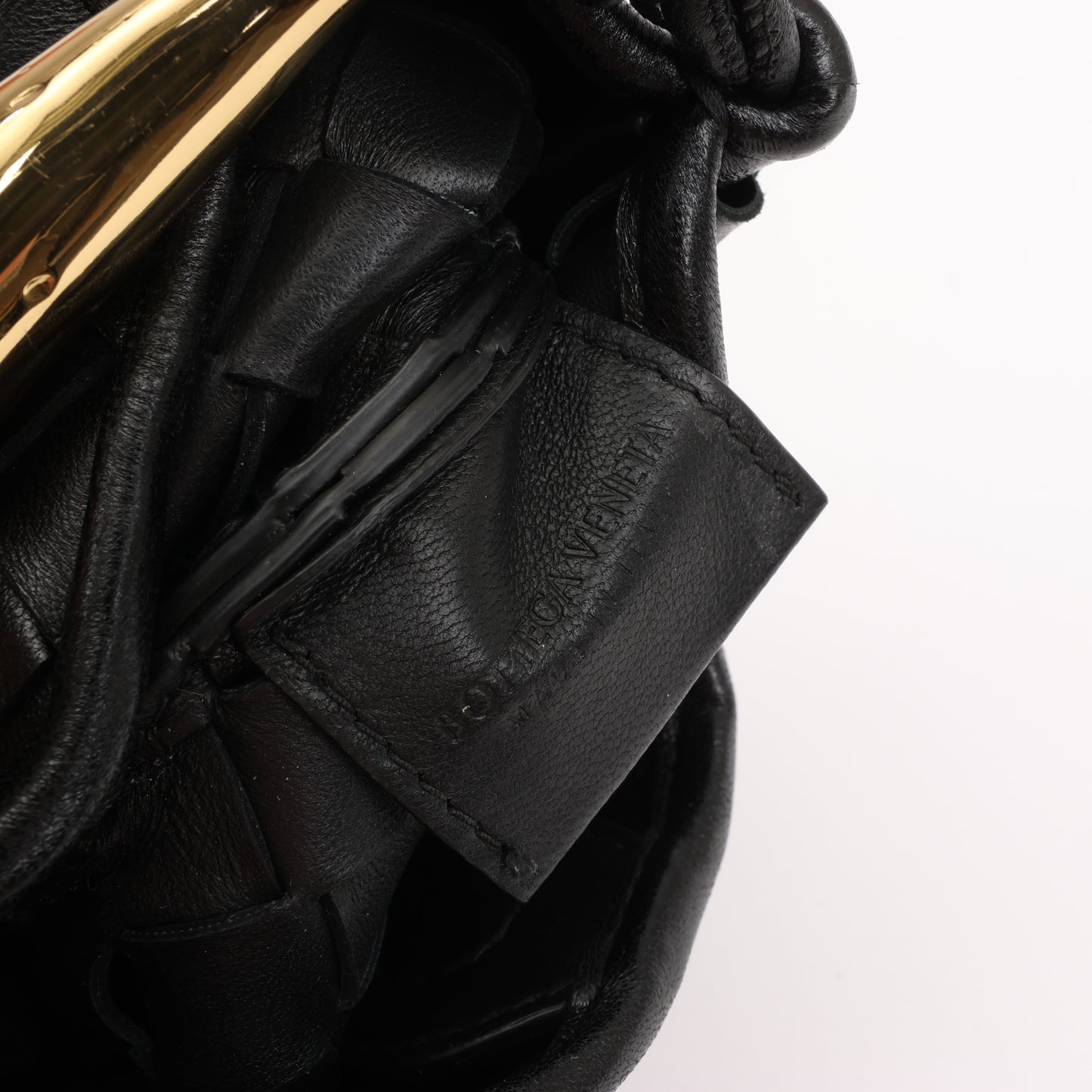 Bottega Veneta Intrecciato Sardines Leather Shoulder Bag in Black