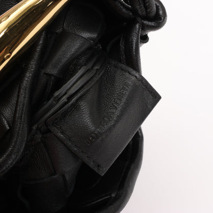 Bottega Veneta Intrecciato Sardines Leather Shoulder Bag in Black