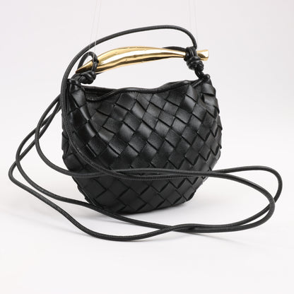 Bottega Veneta Intrecciato Sardines Leather Shoulder Bag in Black