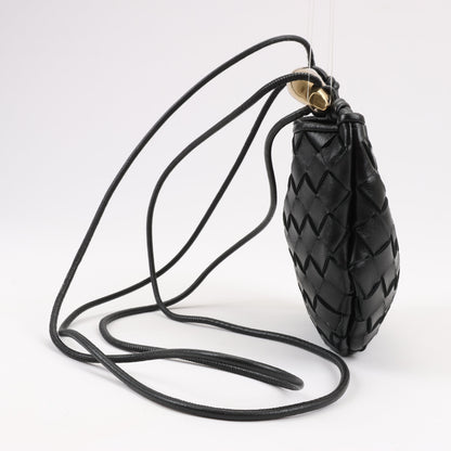 Bottega Veneta Intrecciato Sardines Leather Shoulder Bag in Black
