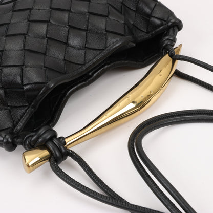 Bottega Veneta Intrecciato Sardines Leather Shoulder Bag in Black