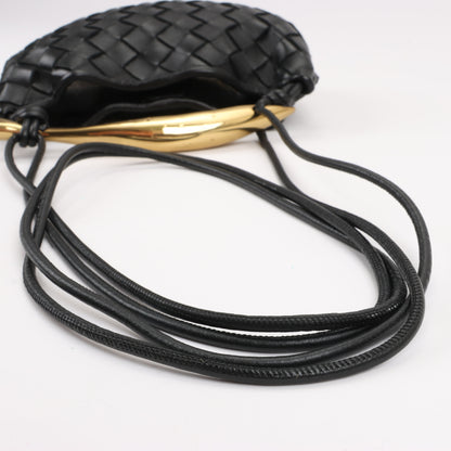 Bottega Veneta Intrecciato Sardines Leather Shoulder Bag in Black