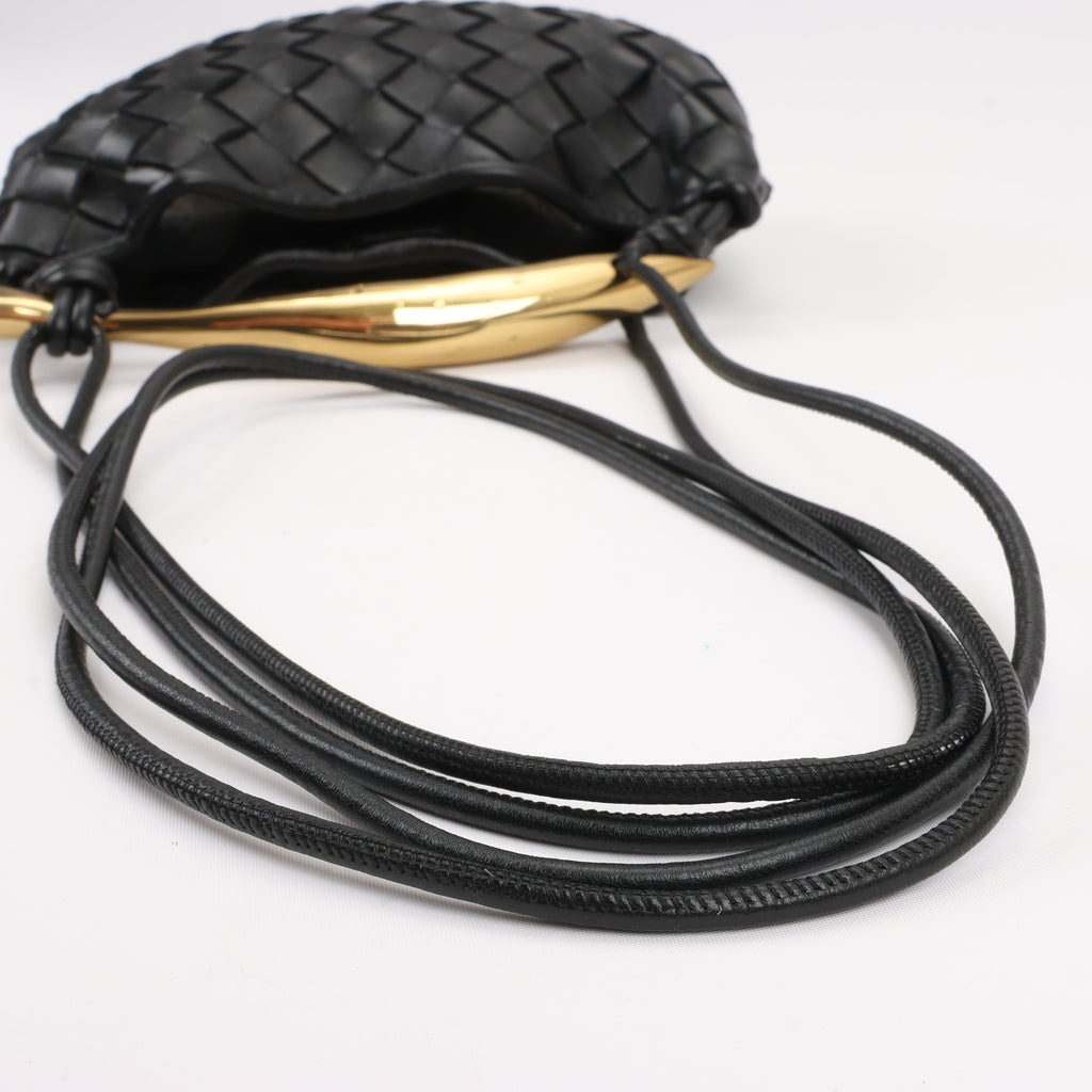 Bottega Veneta Intrecciato Sardines Leather Shoulder Bag in Black