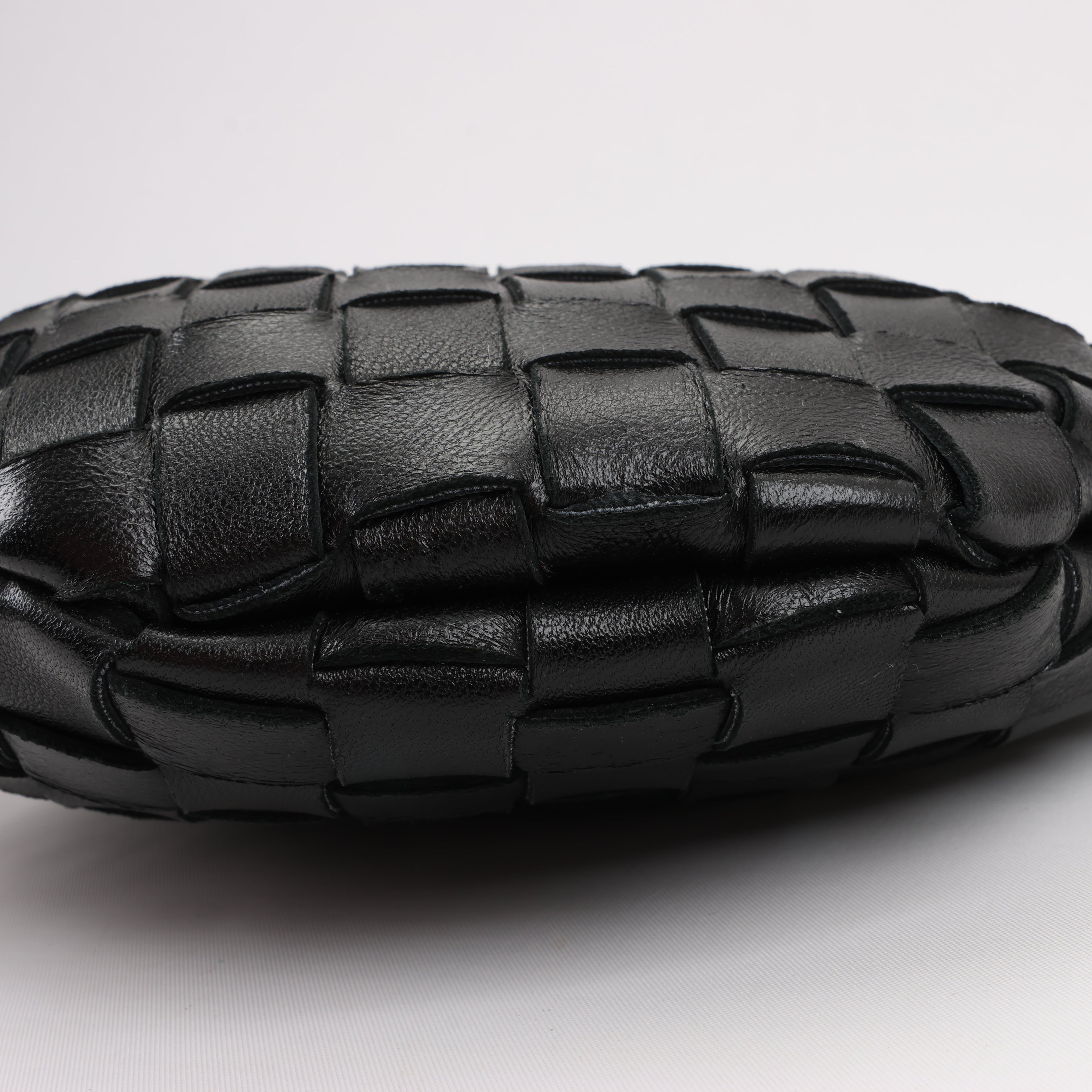Bottega Veneta Intrecciato Sardines Leather Shoulder Bag in Black