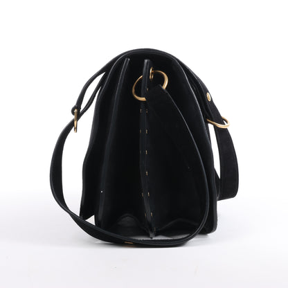 Saint Laurent Paris Amalia Leather Suede Shoulder bag in Black