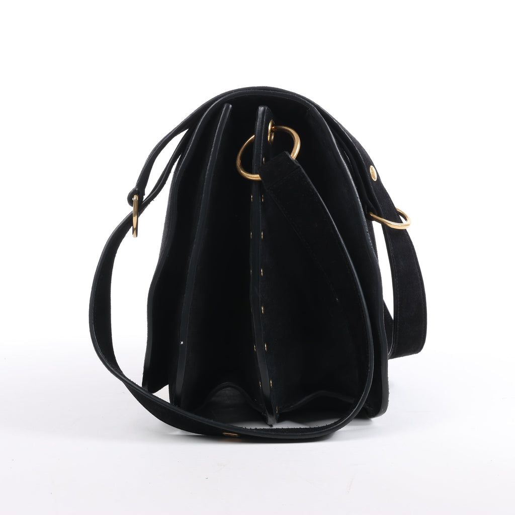 Saint Laurent Paris Amalia Leather Suede Shoulder bag in Black