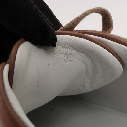 Hermès Happy Leather Sneakers in Brown, Size 39