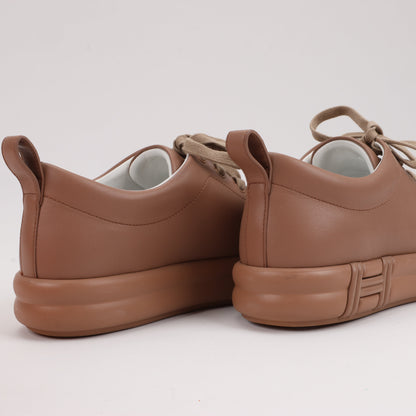 Hermès Happy Leather Sneakers in Brown, Size 39