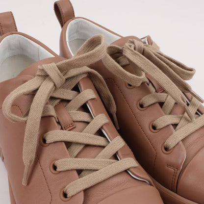 Hermès Happy Leather Sneakers in Brown, Size 39