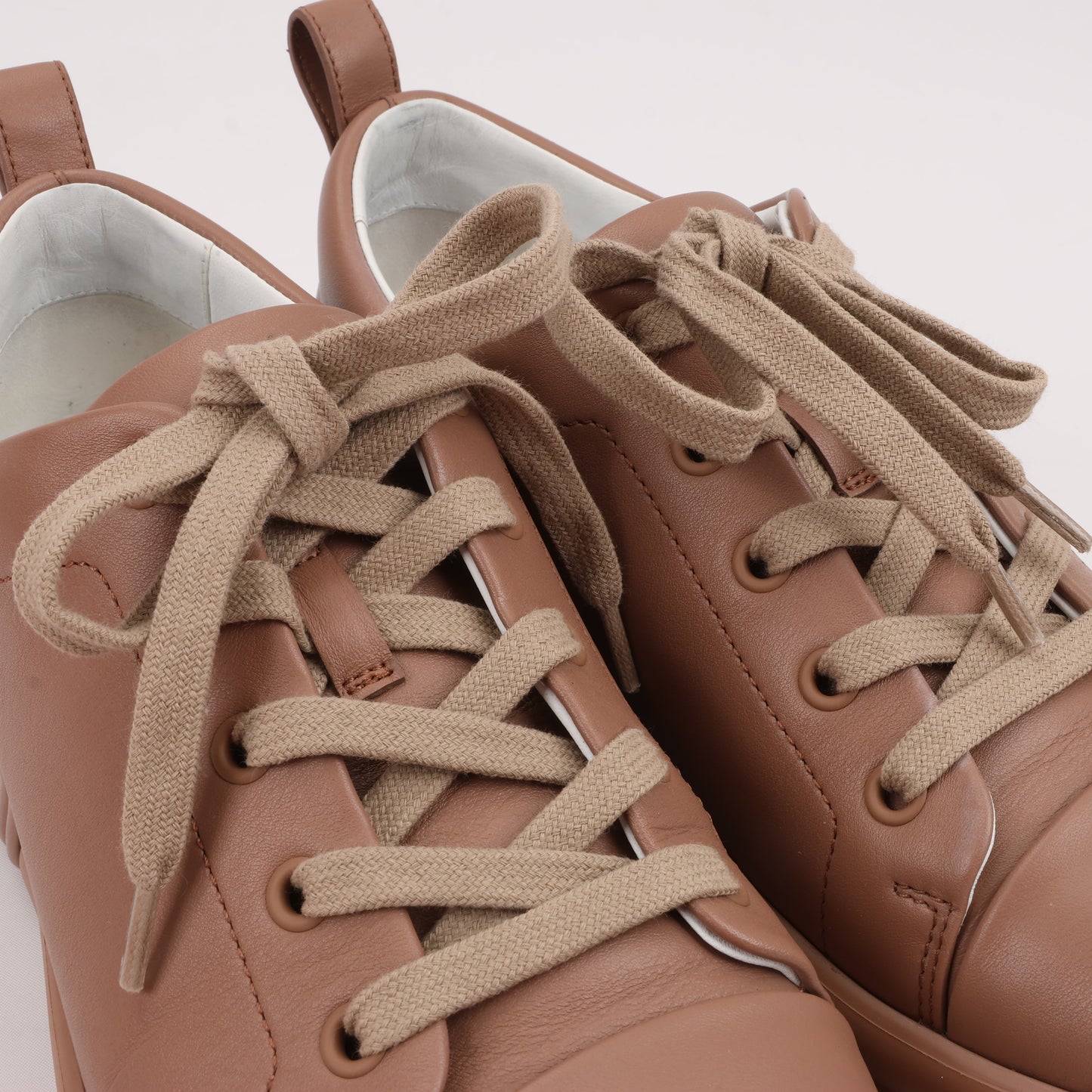 Hermès Happy Leather Sneakers in Brown, Size 39