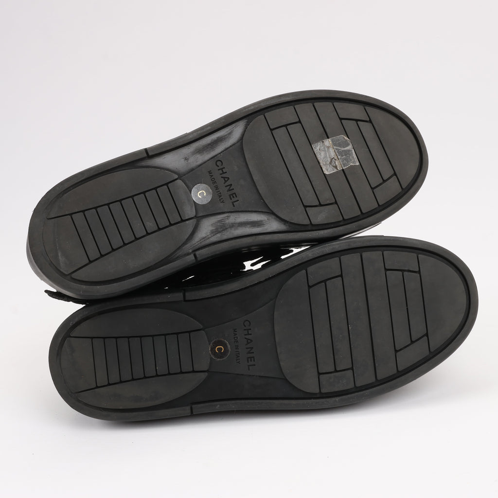 CHANEL Camelia Lace x Suede Sneakers in Black G34815, Size 37