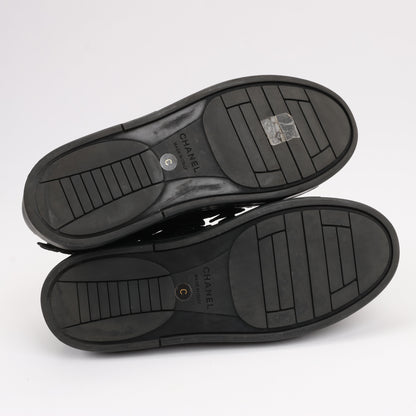 CHANEL Camelia Lace x Suede Sneakers in Black G34815, Size 37