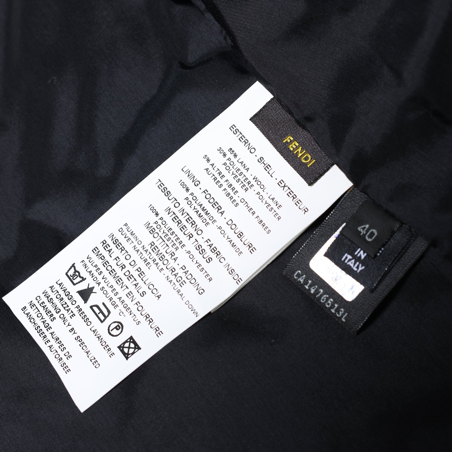 Fendi Wool-Blend Puffer Jacket with Fur Trim, Size 40