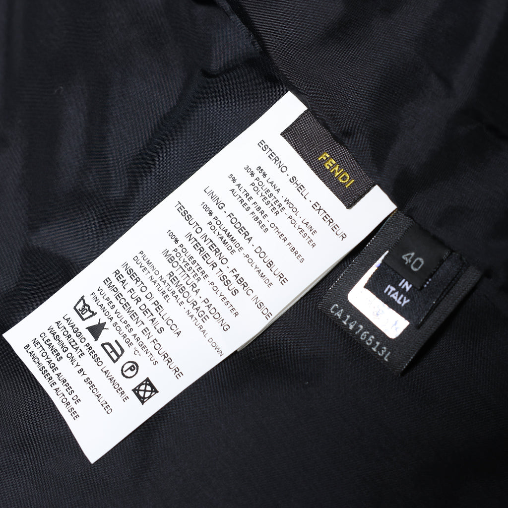 Fendi Wool-Blend Puffer Jacket with Fur Trim, Size 40 IT