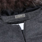 Fendi Wool-Blend Puffer Jacket with Fur Trim, Size 40 IT