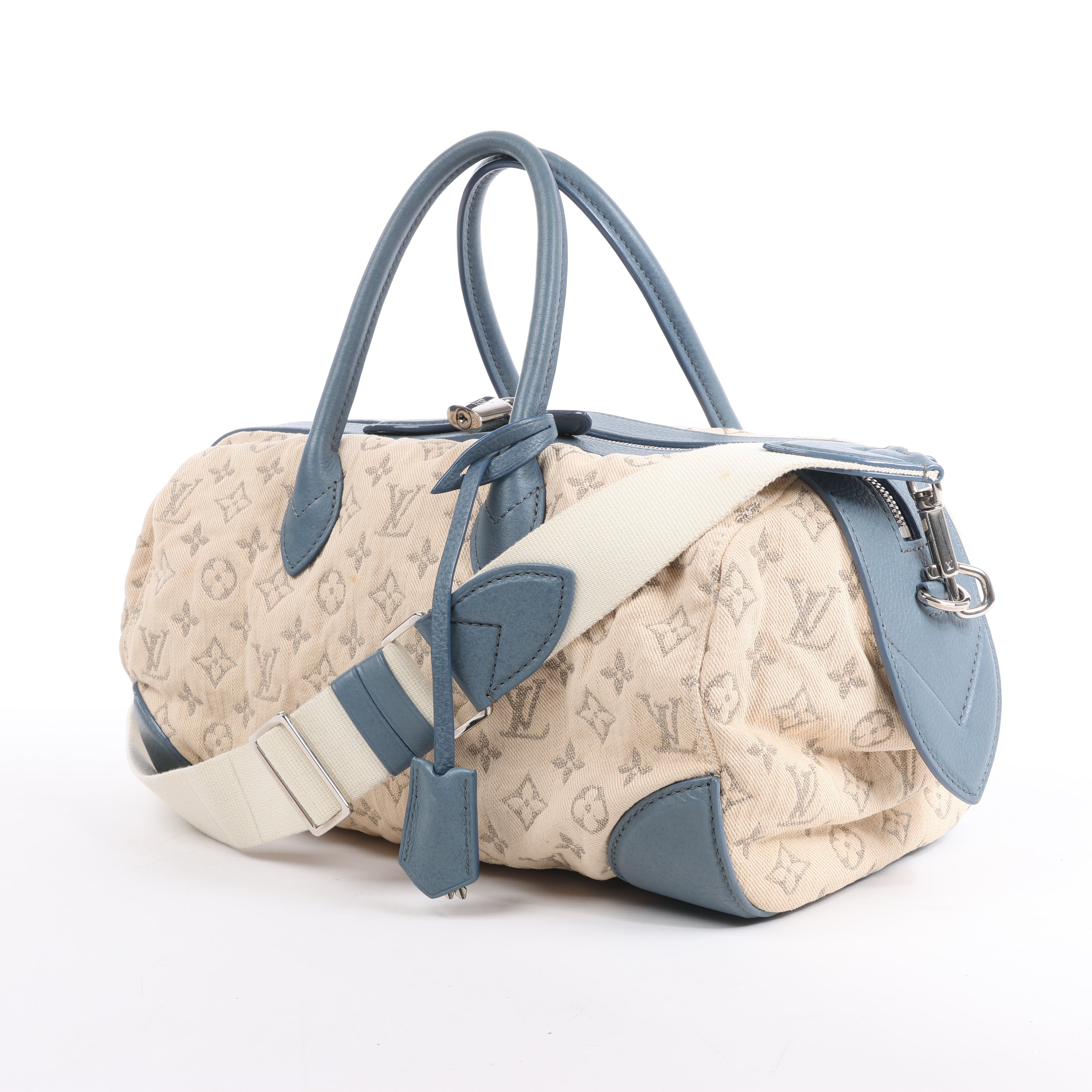 Louis Vuitton Monogram Denim Speedy Round GM 2Way Handbag in Beige