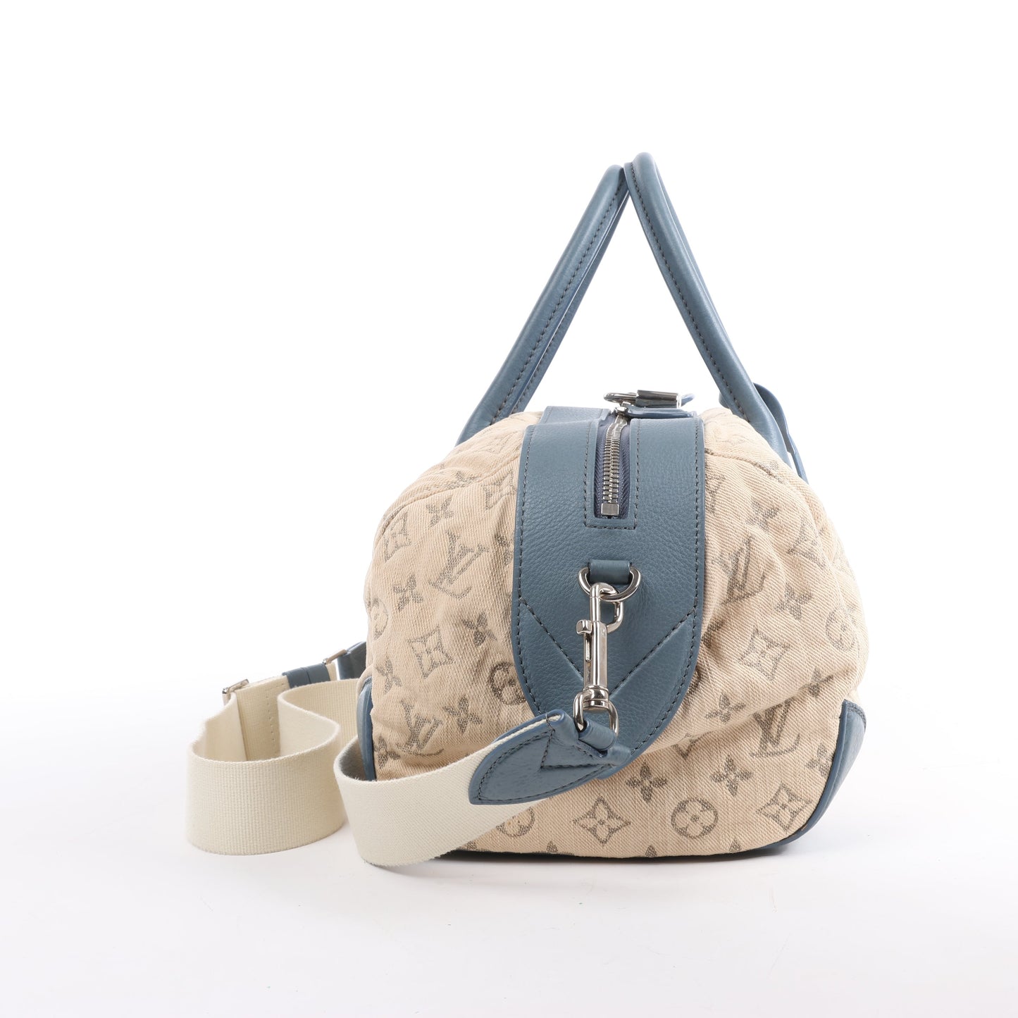 Louis Vuitton Monogram Denim Speedy Round GM 2Way Handbag in Beige
