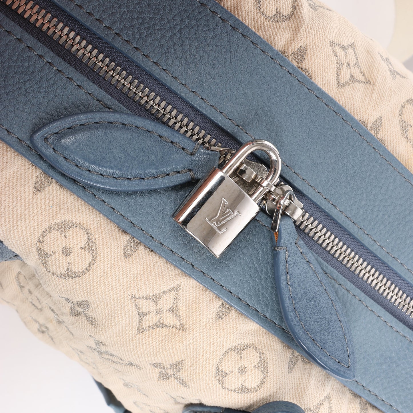Louis Vuitton Monogram Denim Speedy Round GM 2Way Handbag in Beige