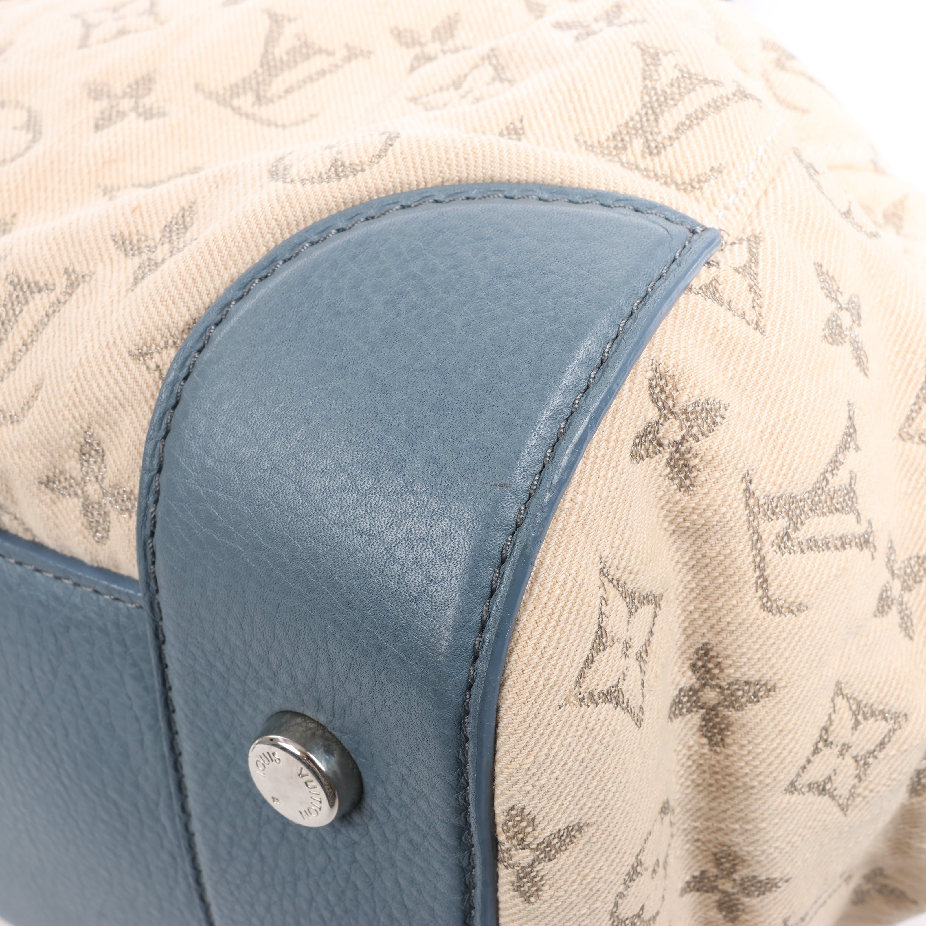 Louis Vuitton Monogram Denim Speedy Round GM 2Way Handbag in Beige