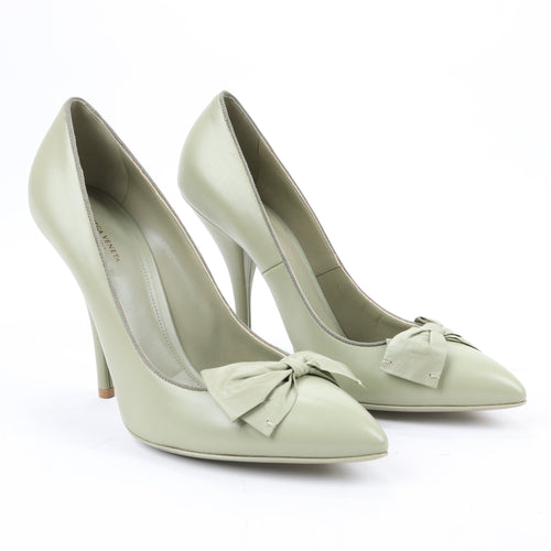Zapatos de tacón Bottega Veneta de piel con lazo verde claro, talla 41 EU