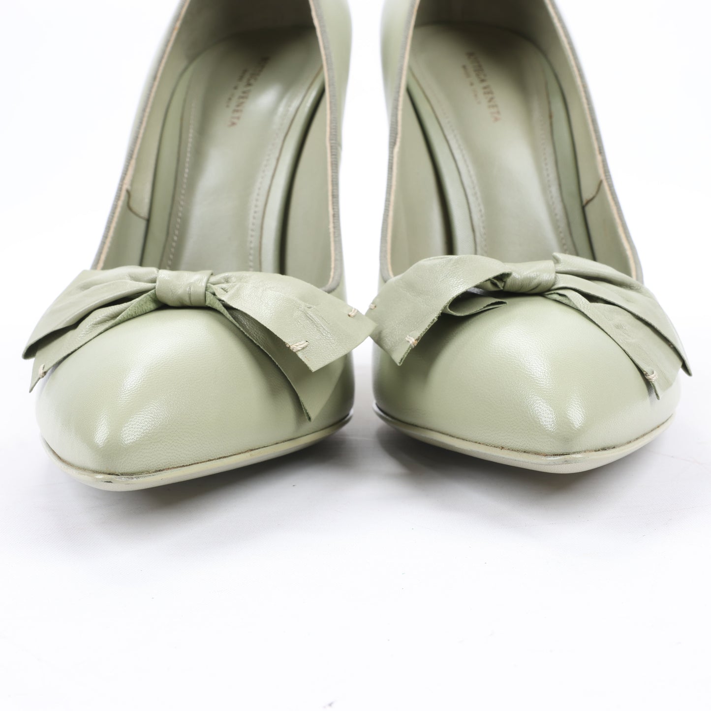 Bottega Veneta Leather Pumps Light Green Ribbon in Size 41 EU