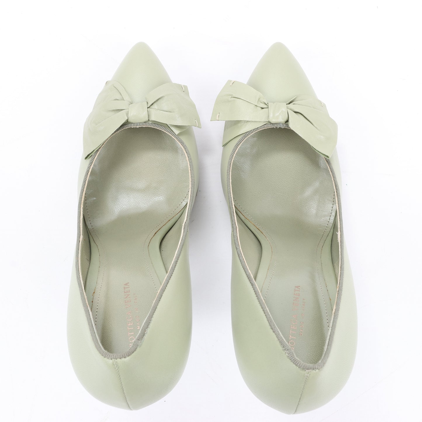 Bottega Veneta Leather Pumps Light Green Ribbon in Size 41 EU