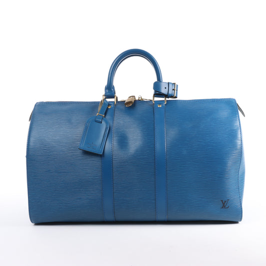 Sac de voyage Keepall 45 en cuir épi Louis Vuitton bleu M42975