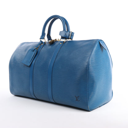 Louis Vuitton Epi Leather Keepall 45 Travel Bag in Blue M42975