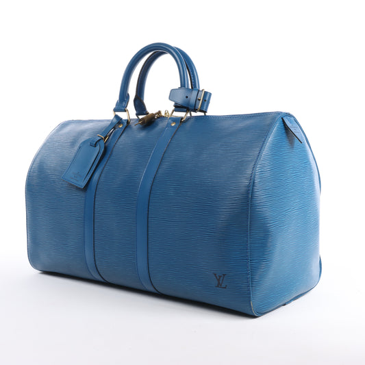 Sac de voyage Keepall 45 en cuir épi Louis Vuitton bleu M42975