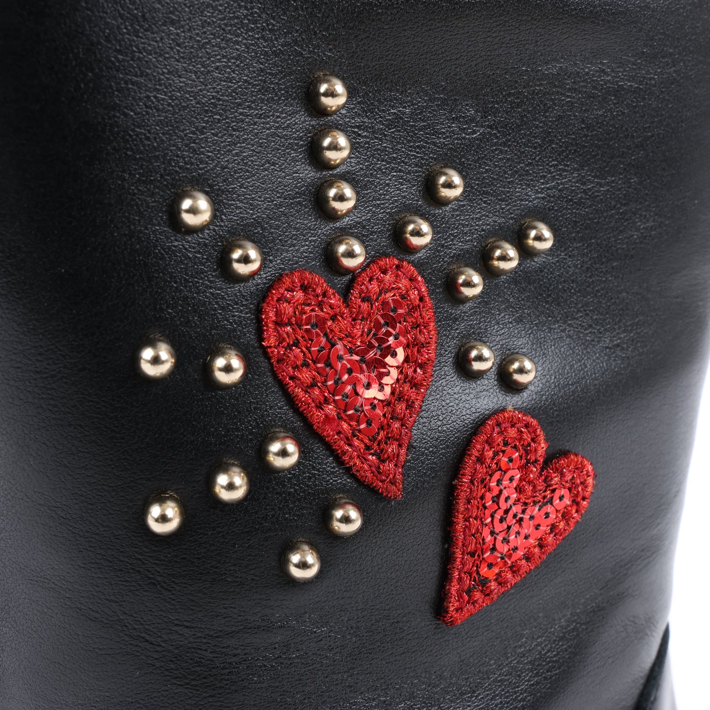 Bottes en cuir Dolce &amp; Gabbana noires et rouges avec patch à paillettes, taille 37 EU