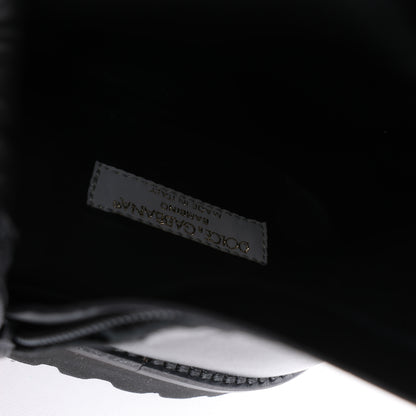 Bottes en cuir Dolce &amp; Gabbana noires et rouges avec patch à paillettes, taille 37 EU