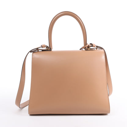 Delvaux Brillant MM Leather 2Way Handbag in Beige
