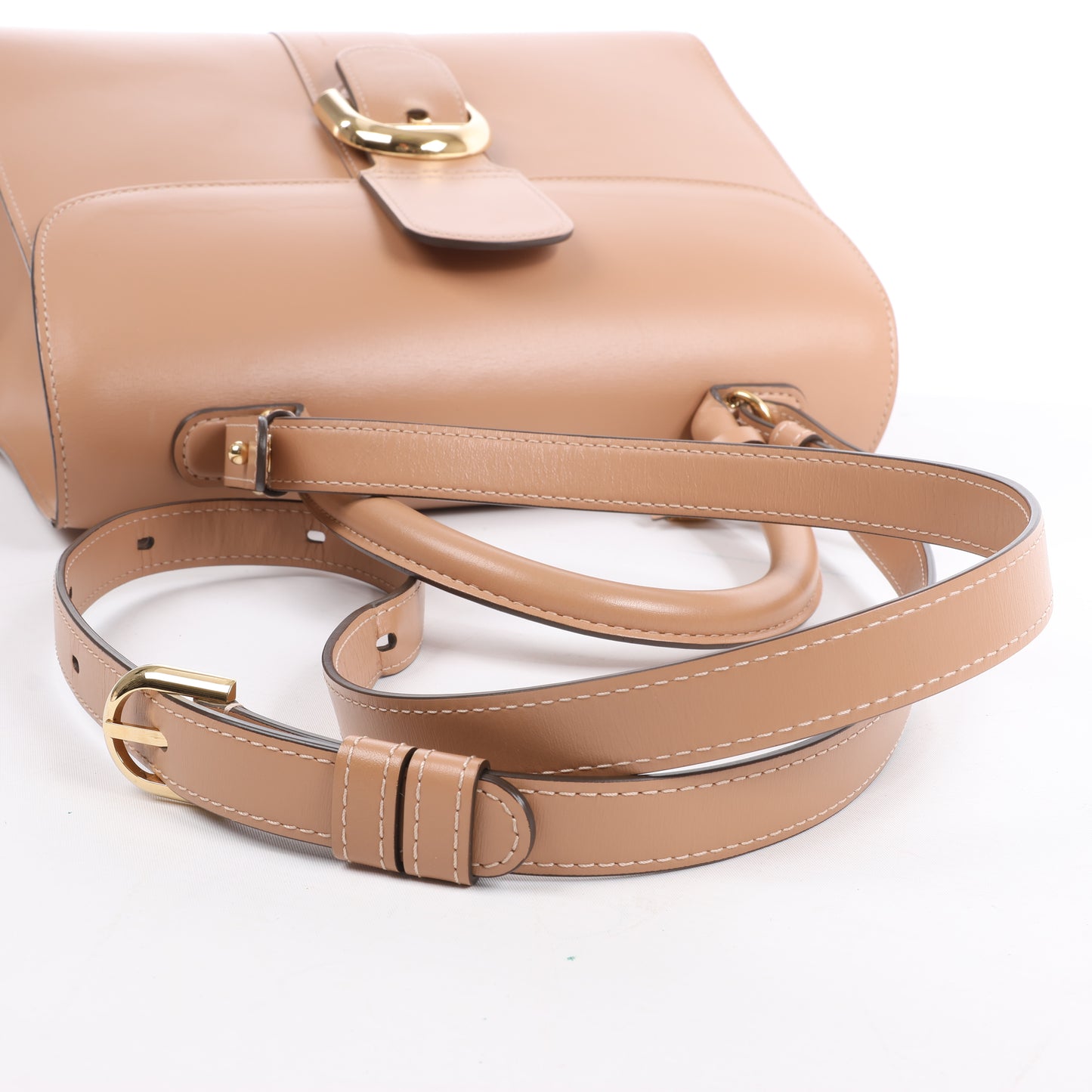Delvaux Brillant MM Leather 2Way Handbag in Beige