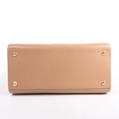 Delvaux Brillant MM Leather 2Way Handbag in Beige