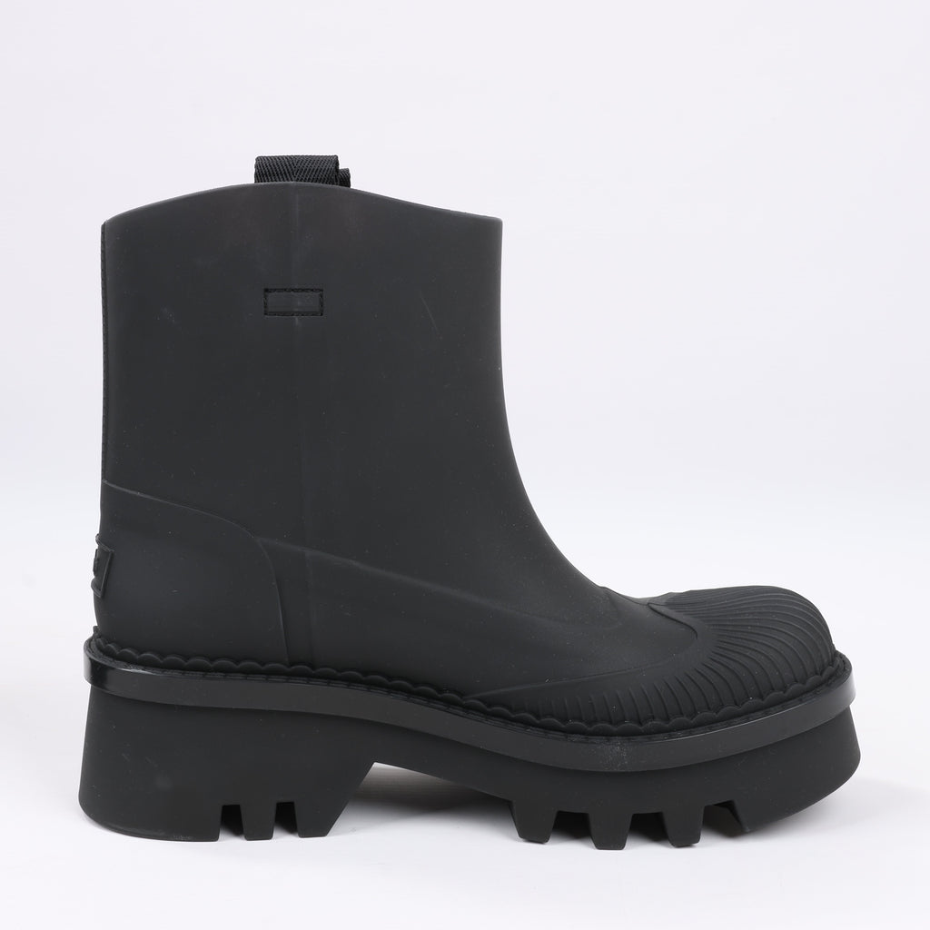 Chloe Rubber Rain Ankle Boots in Black 032324, Size 39 EU