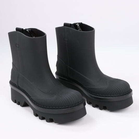 Chloe Rubber Rain Ankle Boots in Black 032324, Size 39 EU