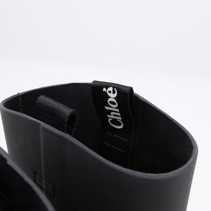 Chloe Rubber Rain Ankle Boots in Black 032324, Size 39 EU