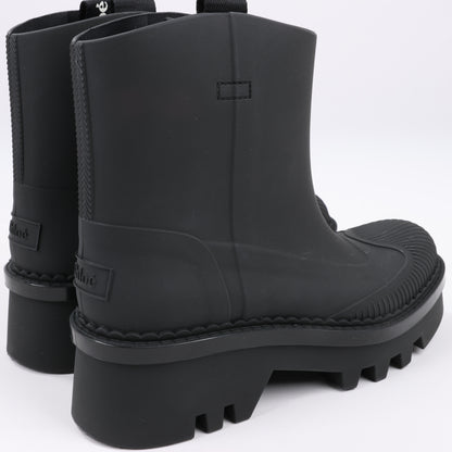 Bottines de pluie Chloé en caoutchouc noir 032324, pointure 39