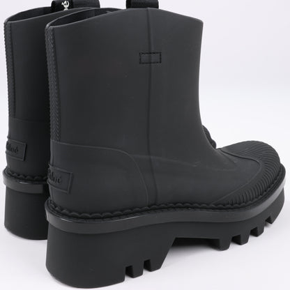 Chloe Rubber Rain Ankle Boots in Black 032324, Size 39 EU