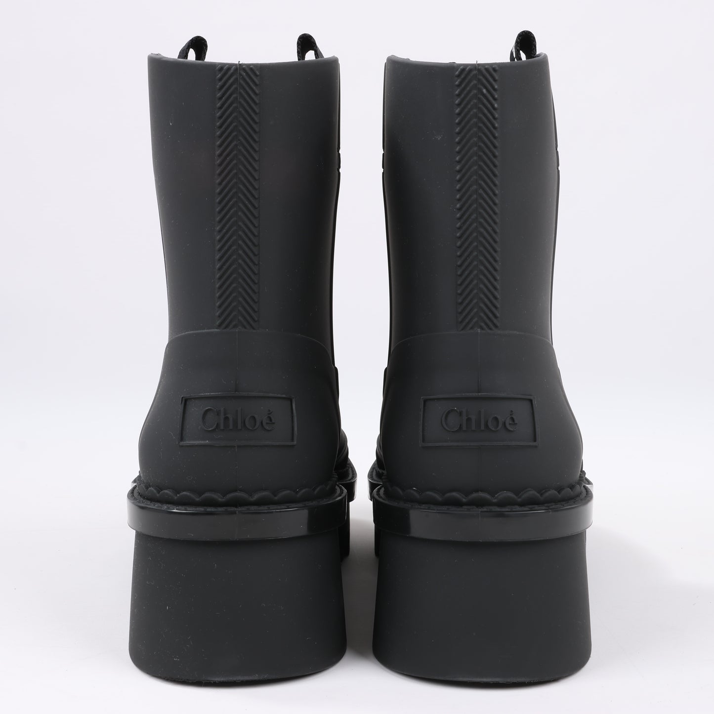 Bottines de pluie Chloé en caoutchouc noir 032324, pointure 39