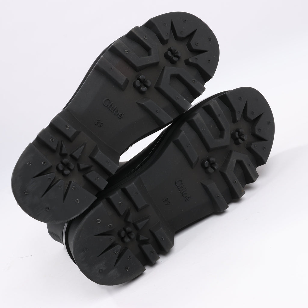 Chloe Rubber Rain Ankle Boots in Black 032324, Size 39 EU