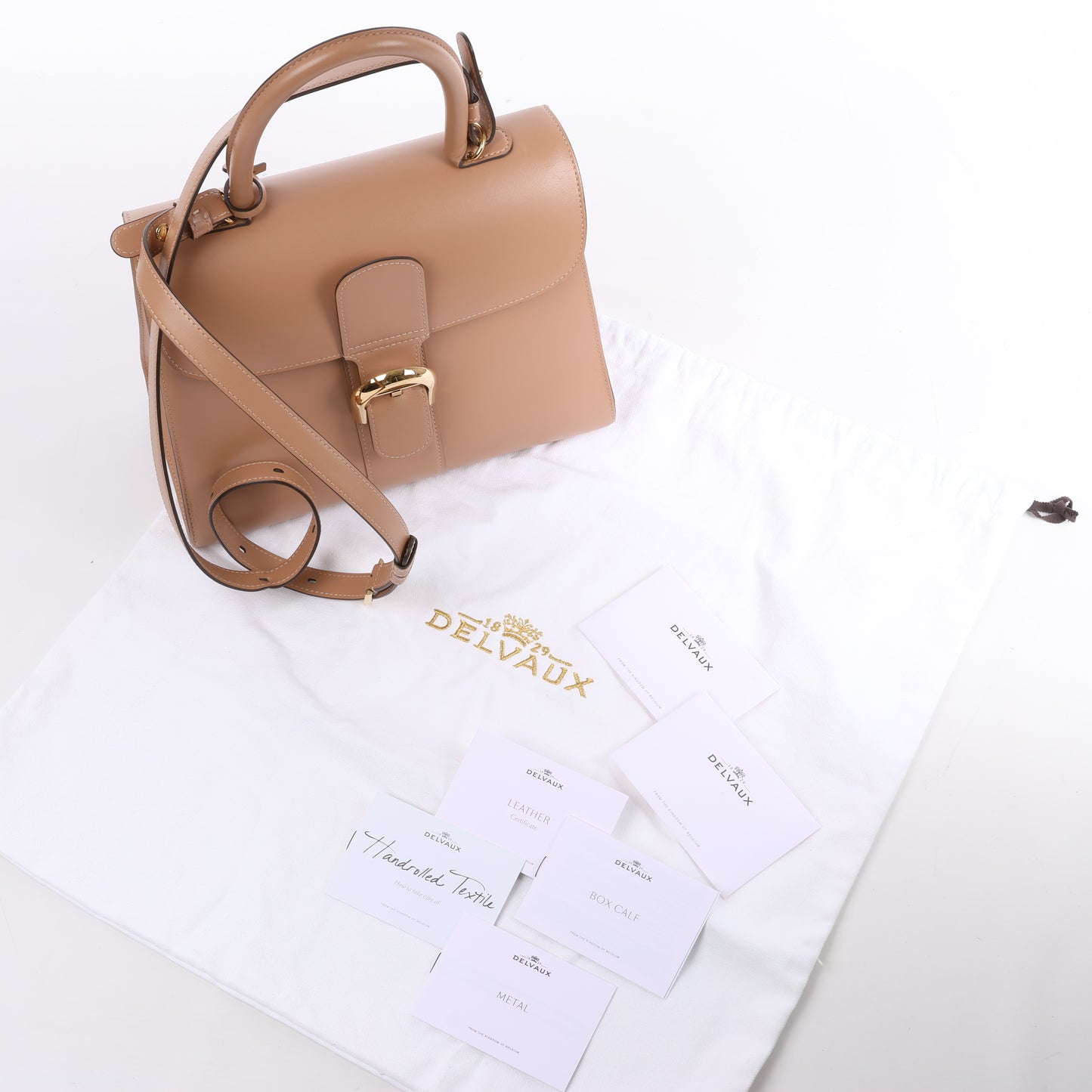 Delvaux Brillant MM Leather 2Way Handbag in Beige