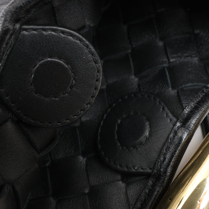 Bottega Veneta Intrecciato Sardines Leather Shoulder Bag in Black