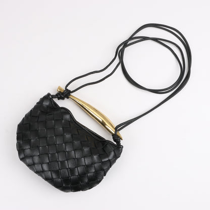 Bottega Veneta Intrecciato Sardines Sac à bandoulière en cuir noir