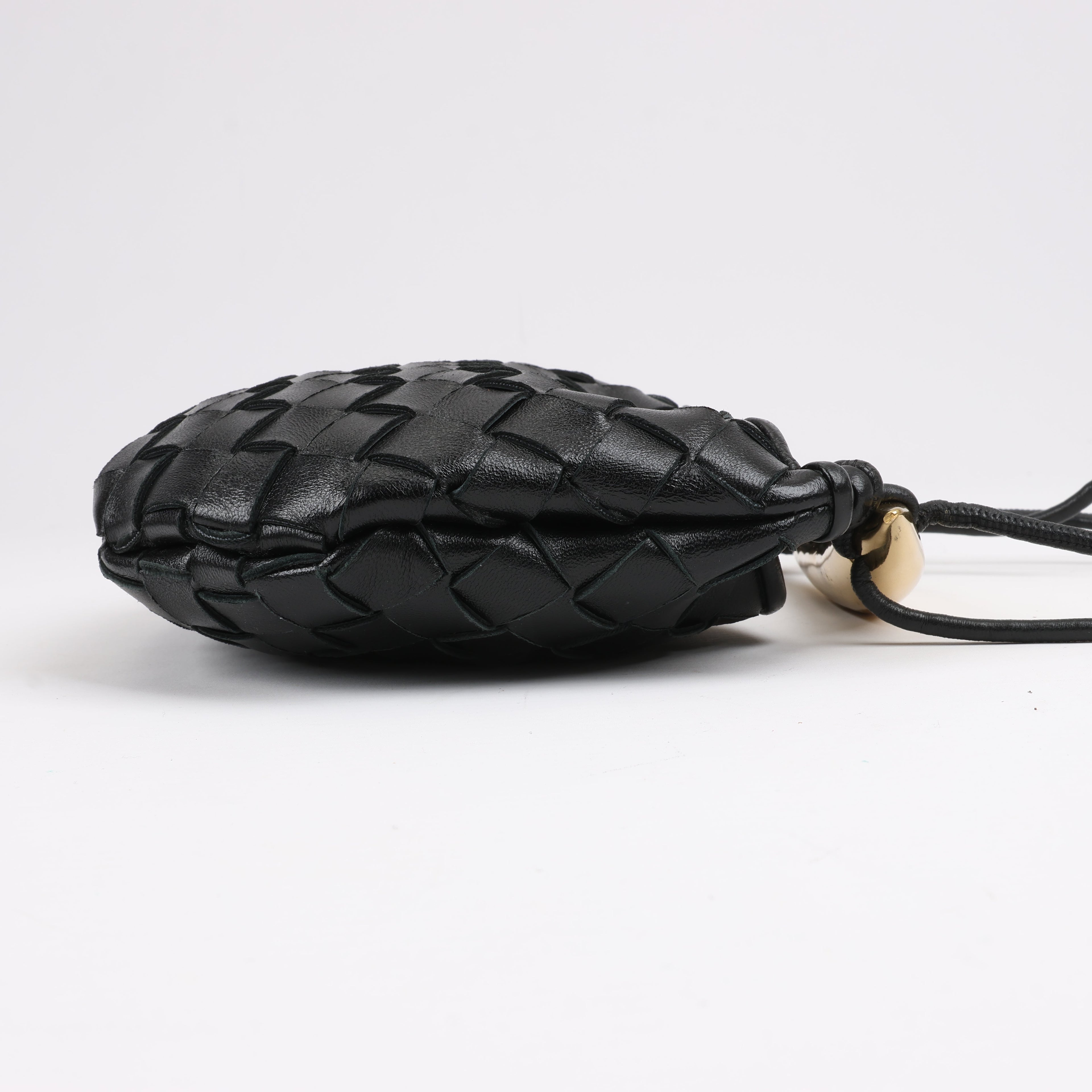 Bottega Veneta Intrecciato Sardines Leather Shoulder Bag in Black