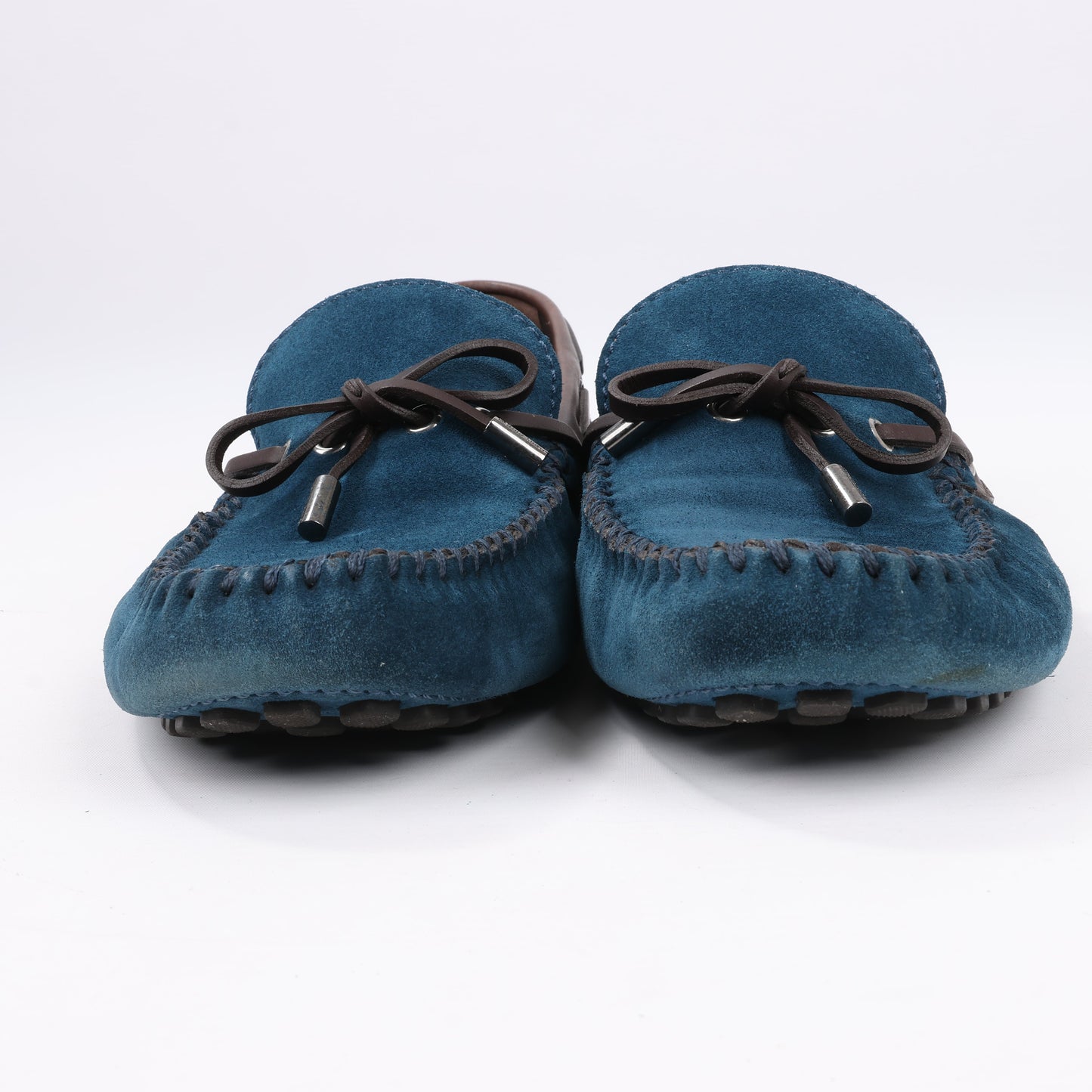 Louis Vuitton 14 years Suede Driving Loafers in Navy x Brown, Size 43 EU, ND0114