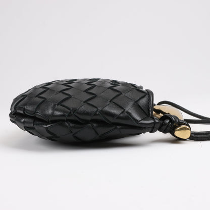 Bottega Veneta Intrecciato Sardines Leather Shoulder Bag in Black
