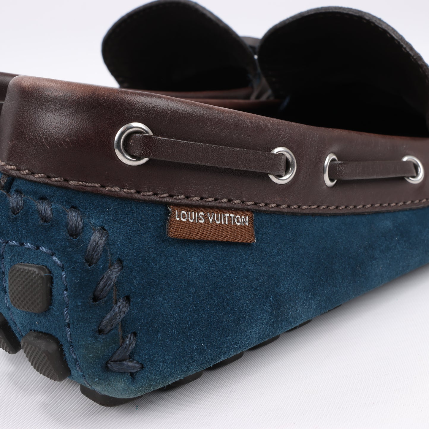 Louis Vuitton 14 Jahre Wildleder-Loafer in Marineblau x Braun, Größe 43 EU, ND0114